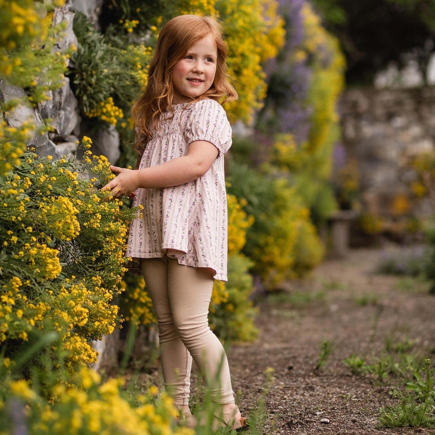 imageBurts Bees Baby babygirls Short Sleeve Top and Leggings Set Outfit Bundle 100 Organic CottonFarmhouse Floral