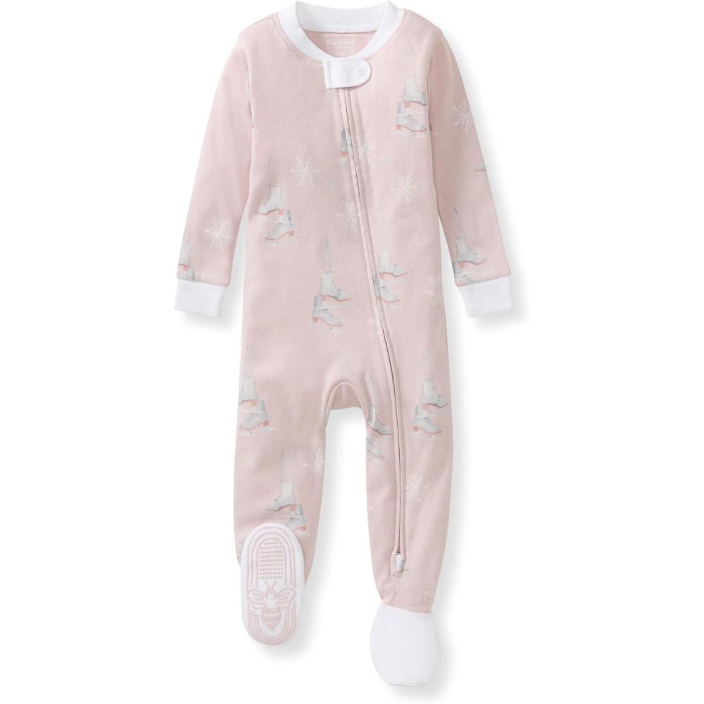 imageBurts Bees Baby babygirls Sleeper Pajamas 100 Organic Cotton Soft Onepiece Pjs Diagonal Zip Up Jumpsuit Snug Fit Footie With Snap Tab