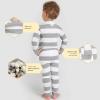 imageBurts Bees Baby Girls 2Piece Long Sleeve Tee and Pants Organic Cotton Pajama SetHeather Grey Rugby Stripe