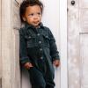 imageBurts Bees Baby babyboys Baby Boys 100 Organic Cotton Button Down JumpsuitGreen Corduroy