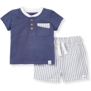 imageBurts Bees Baby Baby Boys Tee and Short SetHenley Tee  Seersucker Shorts