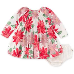 imageBurts Bees Baby BabyGirls Dress Infant ampamp Toddler Short ampamp LongSleeve 100 Organic CottonBlooming Poinsettia
