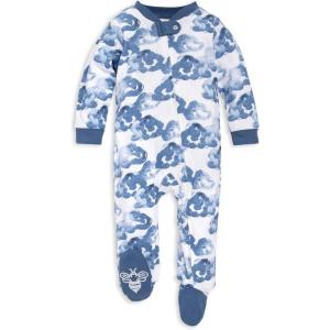 imageBurts Bees Baby Boys OnePiece Sleep and Play 100 Organic Cotton PJsMoonlight Clouds