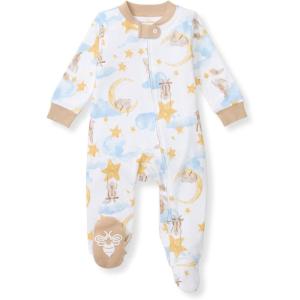 imageBurts Bees Baby Boys OnePiece Sleep and Play 100 Organic Cotton PJsStardust Bunnies