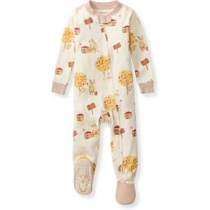 imageBurts Bees Baby babyboys Boys Sleeper Pjs 100 Organic Cotton Onepiece Footie Zip Up Jumpsuit Snug Fit PajamasApple Season