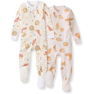 imageBurts Bees Baby babyboys Boys Sleeper Pjs 100 Organic Cotton Onepiece Footie Zip Up Jumpsuit Snug Fit PajamasEggs  Coffee