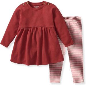 imageBurts Bees Baby babygirls Long Sleeve Top and Pant Set 100 Organic Cotton OutfitBrick Thermal