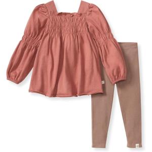 imageBurts Bees Baby babygirls Long Sleeve Top and Pant Set 100 Organic Cotton OutfitCedar Smocked