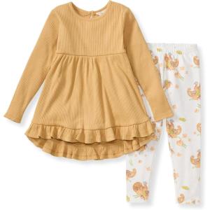 imageBurts Bees Baby babygirls Long Sleeve Top and Pant Set 100 Organic Cotton OutfitHappy Harvest