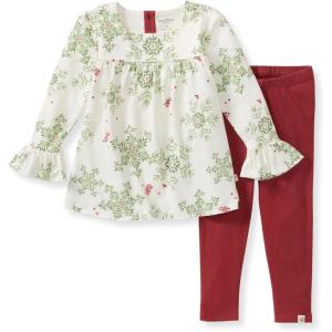 imageBurts Bees Baby babygirls Long Sleeve Top and Pant Set 100 Organic Cotton OutfitHoliday Snowflakes
