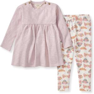 imageBurts Bees Baby babygirls Long Sleeve Top and Pant Set 100 Organic Cotton OutfitSoft Violet Slub