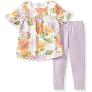 imageBurts Bees Baby babygirls Short Sleeve Top and Leggings Set Outfit Bundle 100 Organic CottonSweet Sunflowers