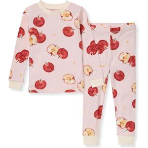 imageBurts Bees Baby Girls Pajamas 2Piece Long Sleeve Tee and Pants Organic Cotton PJ SetApple Orchard