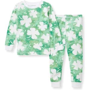 imageBurts Bees Baby Girls Pajamas 2Piece Long Sleeve Tee and Pants Organic Cotton PJ SetArtsy Clover