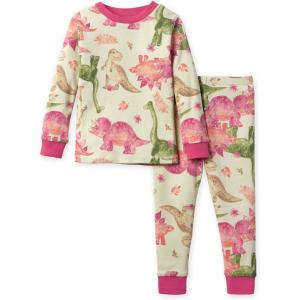 imageBurts Bees Baby Girls Pajamas 2Piece Long Sleeve Tee and Pants Organic Cotton PJ SetMega Dino Friends