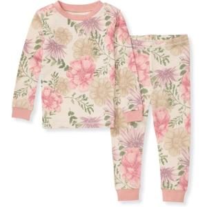 imageBurts Bees Baby Girls Pajamas 2Piece Long Sleeve Tee and Pants Organic Cotton PJ SetMountain Floral