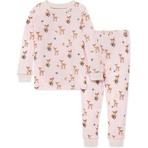 imageBurts Bees Baby Girls Pajamas 2Piece Long Sleeve Tee and Pants Organic Cotton PJ SetOh Deer