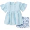 imageBurts Bees Baby babygirls Top and Shorts Set Tunic and Shorts Bundle 100 Organic CottonBlue Herizon