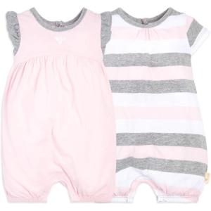 imageBurts Bees Baby Baby Girls Romper  100 Organic Cotton OnePiece Shortall Girl Outfit for Sizes Newborn to 24 MonthsBlossom Multi Stripe