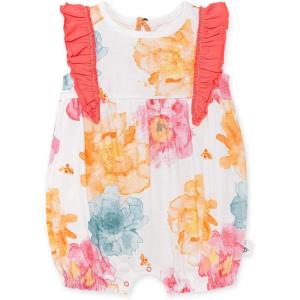 imageBurts Bees Baby Baby Girls Romper  100 Organic Cotton OnePiece Shortall Girl Outfit for Sizes Newborn to 24 MonthsSpring Peonies