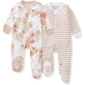 imageBurts Bees Baby Girls Organic Cotton Sleep and Play Footed PajamasFairy Floral
