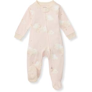imageBurts Bees Baby Girls Organic Cotton Sleep and Play Footed PajamasPink Good Night Sky