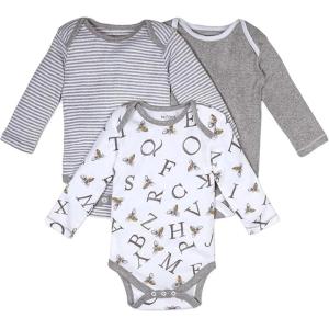imageBurts Bees Baby Unisex Baby 3Pack Long Sleeve Bodysuits 100 Organic CottonAbeec