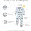 imageBurts Bees Baby babyboys Sleeper Pjs 100 Organic Cotton Onepiece Footie Zip Up Jumpsuit Snug Fit PajamasHappy Herbivores