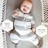 imageBurts Bees Baby babyboys Sleeper Pjs 100 Organic Cotton Onepiece Footie Zip Up Jumpsuit Snug Fit PajamasHeather Grey Rugby Stripe