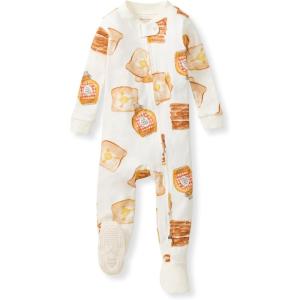 imageBurts Bees Baby babyboys Sleeper Pjs 100 Organic Cotton Onepiece Footie Zip Up Jumpsuit Snug Fit PajamasFrench Toast