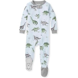 imageBurts Bees Baby babyboys Sleeper Pjs 100 Organic Cotton Onepiece Footie Zip Up Jumpsuit Snug Fit PajamasHappy Herbivores