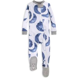 imageBurts Bees Baby babyboys Sleeper Pjs 100 Organic Cotton Onepiece Footie Zip Up Jumpsuit Snug Fit PajamasIndigo Hello Moon