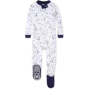 imageBurts Bees Baby babyboys Sleeper Pjs 100 Organic Cotton Onepiece Footie Zip Up Jumpsuit Snug Fit PajamasMidnight Twinkle Bee