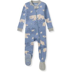imageBurts Bees Baby babyboys Sleeper Pjs 100 Organic Cotton Onepiece Footie Zip Up Jumpsuit Snug Fit PajamasPolar Mountain Blue