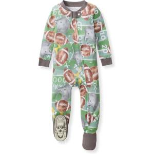 imageBurts Bees Baby babyboys Sleeper Pjs 100 Organic Cotton Onepiece Footie Zip Up Jumpsuit Snug Fit PajamasTouchdown
