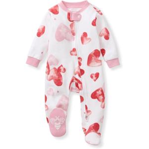 imageBurts Bees Baby Girls Organic Cotton Sleep and Play Footed PajamasI Heart You
