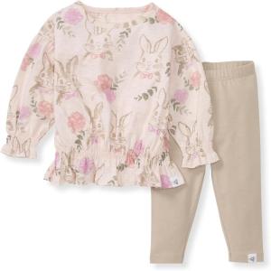 imageBurts Bees Baby Baby Girls Top and Pant Set Tunic and Leggings Bundle 100 Organic CottonBunny Floral Set