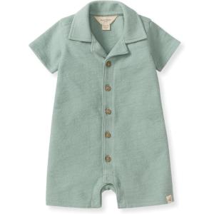 imageBurts Bees Baby babyboys Polo Rompers 100 Organic Cotton Onepiece Coverall and Layette SetJade Stone