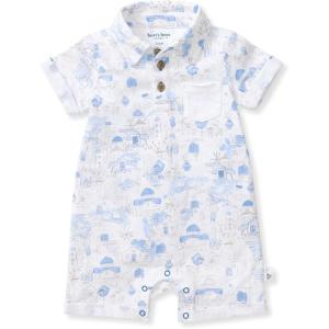 imageBurts Bees Baby babyboys Polo Rompers 100 Organic Cotton Onepiece Coverall and Layette SetSantorini