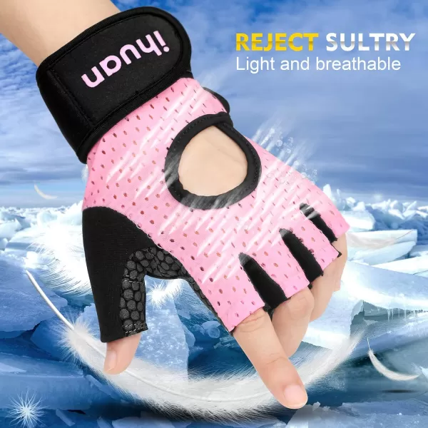 ihuan Breathable Weight Lifting Gloves: Fingerless Workout Gym Gloves with Wrist Support | Enhance Palm Protection | Extra Grip for Fitness | Lifting | Training | Rowing | Pull-ups
