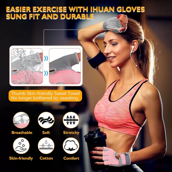 ihuan New Breathable Workout Gloves for Women &amp; Men - No More Sweaty &amp; Full Palm Protection Gym Exercise, Fitness, Weightlifting, Pull-ups, Deadlifting, Rowing