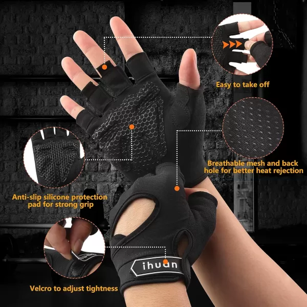 ihuan New Breathable Workout Gloves for Women &amp; Men - No More Sweaty &amp; Full Palm Protection Gym Exercise, Fitness, Weightlifting, Pull-ups, Deadlifting, Rowing