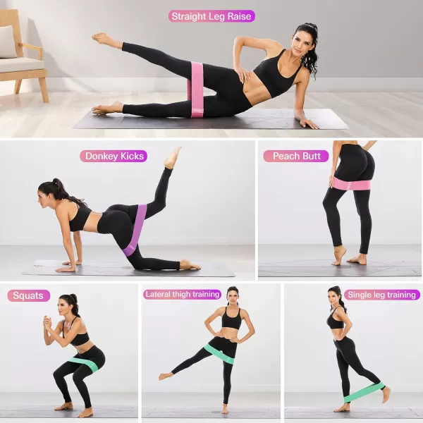 ihuan Resistance Bands for Legs and Butt, 3 Levels Exercise Band, Anti-Slip &amp; Roll Elastic Workout Booty Bands for Women Squat Glute Hip Training