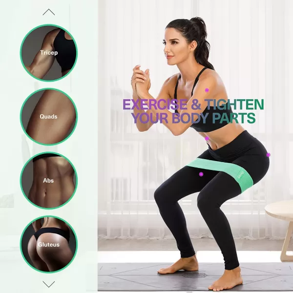 ihuan Resistance Bands for Legs and Butt, 3 Levels Exercise Band, Anti-Slip &amp; Roll Elastic Workout Booty Bands for Women Squat Glute Hip Training