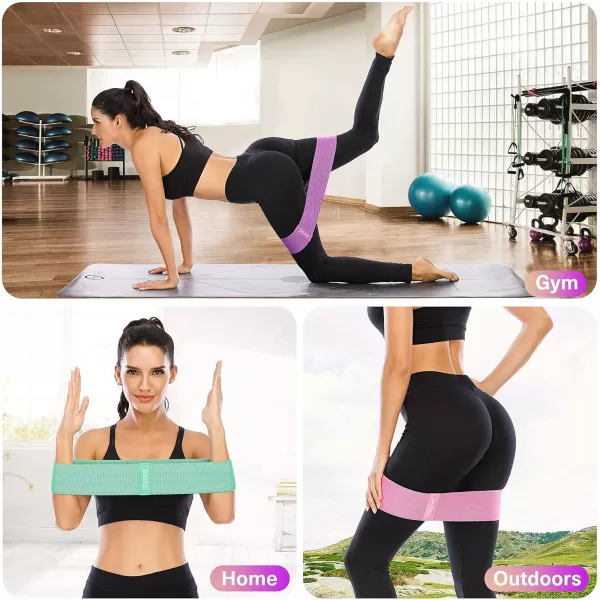 ihuan Resistance Bands for Legs and Butt, 3 Levels Exercise Band, Anti-Slip &amp; Roll Elastic Workout Booty Bands for Women Squat Glute Hip Training