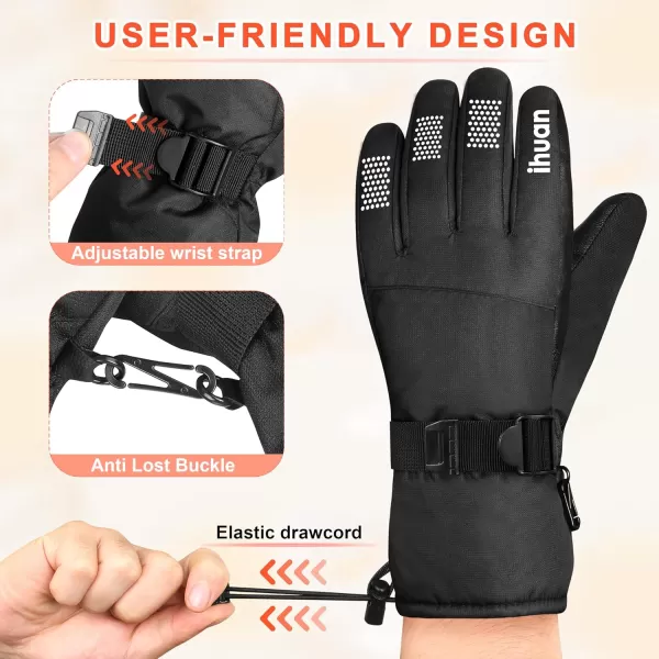 ihuan Waterproof Ski Gloves for Men and Women - Winter Snow Gloves for Cold Weather, Snowboard Gloves with Touchscreen Fingers for Snowboarding Skiing
