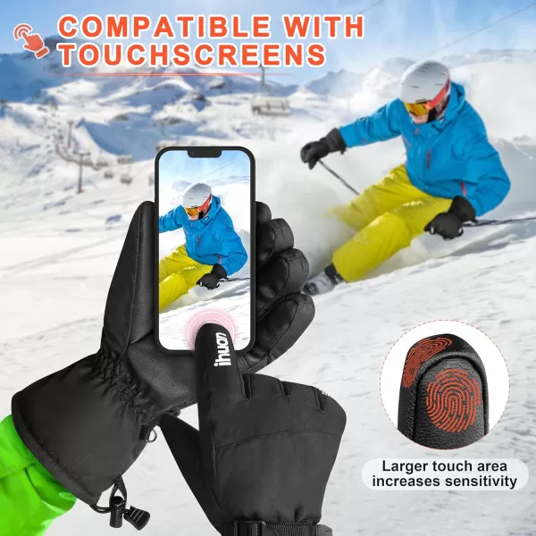ihuan Waterproof Ski Gloves for Men and Women - Winter Snow Gloves for Cold Weather, Snowboard Gloves with Touchscreen Fingers for Snowboarding Skiing