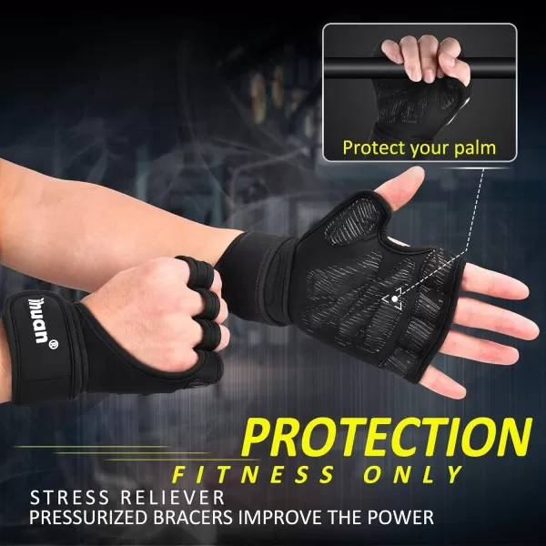 ihuan Weight Lifting Gym Workout Gloves with Wrist Wrap Support for Men &amp; Women, Full Palm Protection, for Weightlifting, Training, Fitness, Exercise, Pull ups