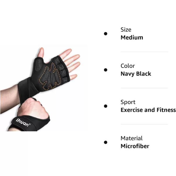 ihuan Weight Lifting Gym Workout Gloves with Wrist Wrap Support for Men &amp; Women, Full Palm Protection, for Weightlifting, Training, Fitness, Exercise, Pull ups
