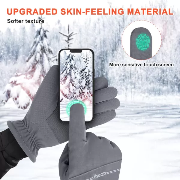 ihuan Winter Gloves Waterproof Windproof Mens Women - Warm Gloves Cold Weather, Touch Screen Fingers, Driving Biking Running